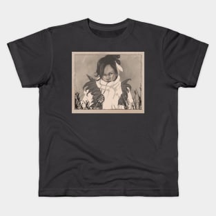 Portrait Girl Vintage Illustration Kids T-Shirt